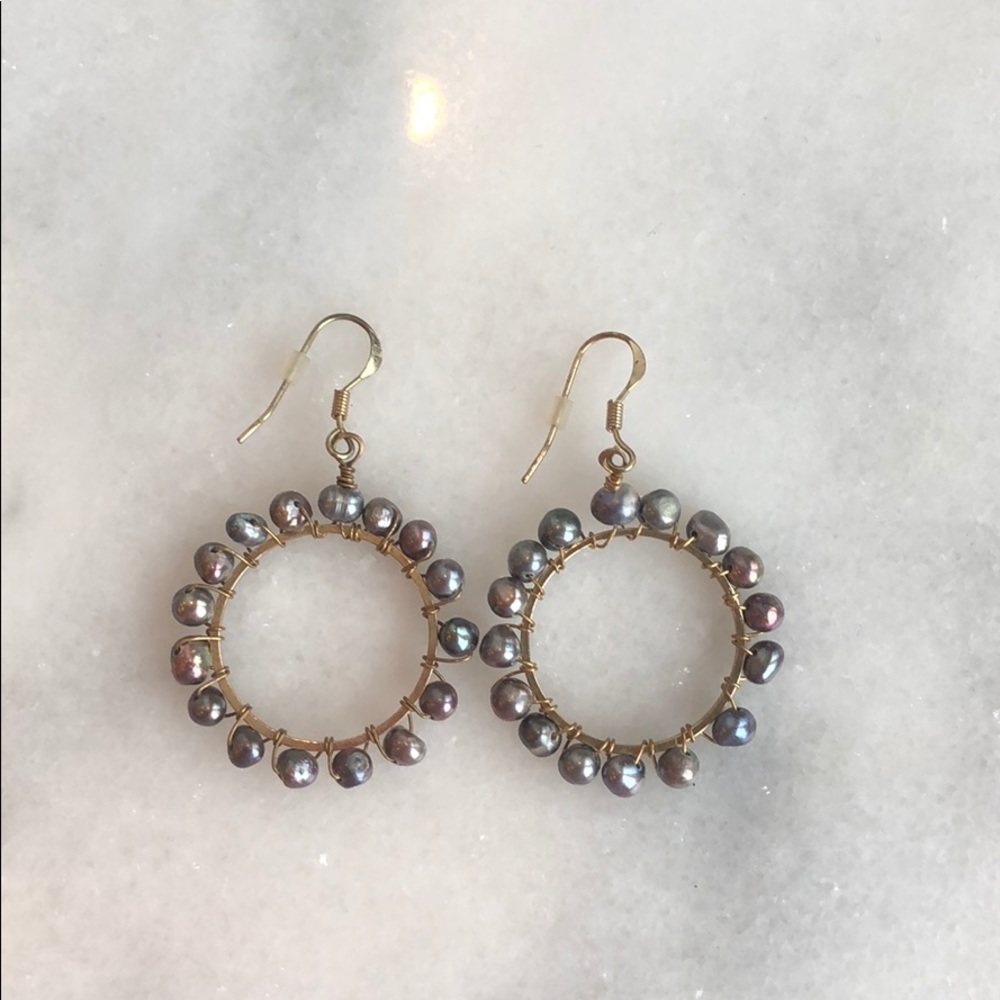 Grey and Purple Circle Earrings